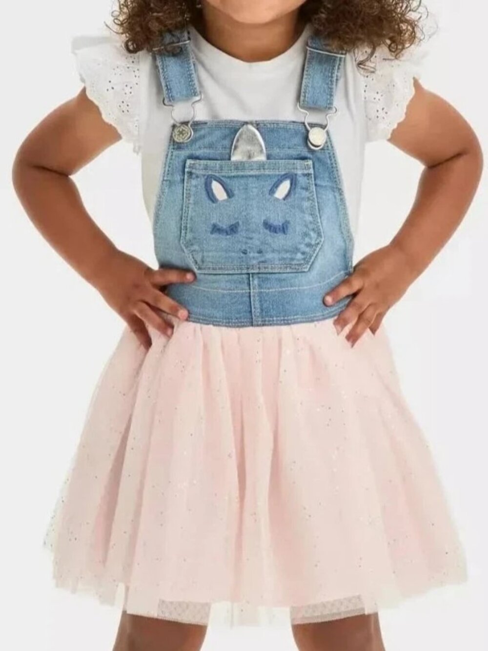 OshKosh Unicorn Overall Dress with Pink Tulle Skirt- Size 4T